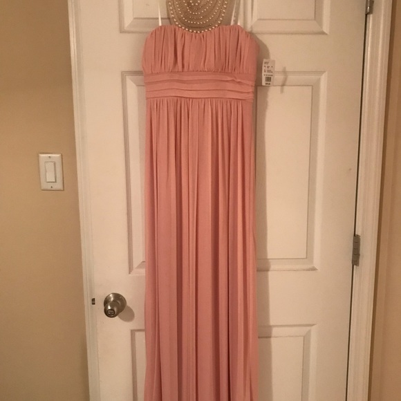 NWT David’s Bridal Petal Pink Halter Dress - Picture 2 of 4